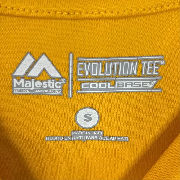 Majestic Pittsburgh Pirates Tshirt Mens Small Yellow MLB Baseball #10 - Picture 7 of 8